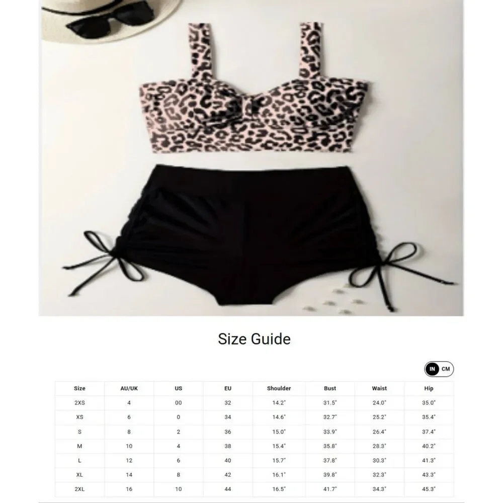 Micas Black Cheetah Print Pin Up Bikini Size Medium New